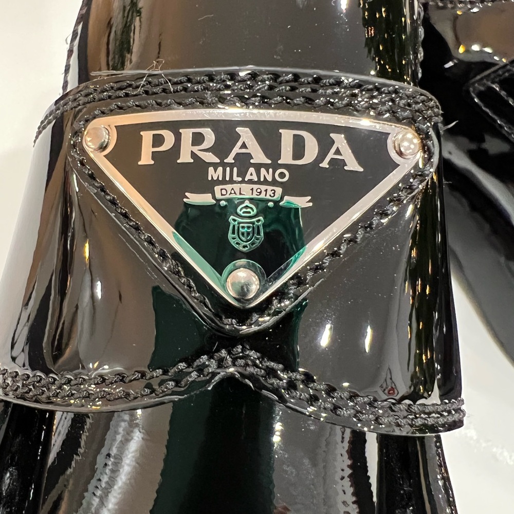 PRADA Triangle Logo Patent Leather Loafers EU:37 - Picture 8 of 14